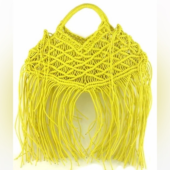 5 ⭐️’s NWT Yellow Vegan Leather Crochet Hand Bags - Picture 2 of 6